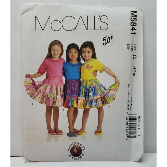2009 Uncut McCall's M5841 Girl's Skirts & Appliques SewingPattern CL 6-8 - Picture 1 of 6